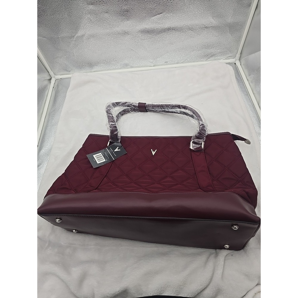 NWT Vanessa Williams Red‎ Wine Quilted Nylon Large Laptop Tote Handbag Purse